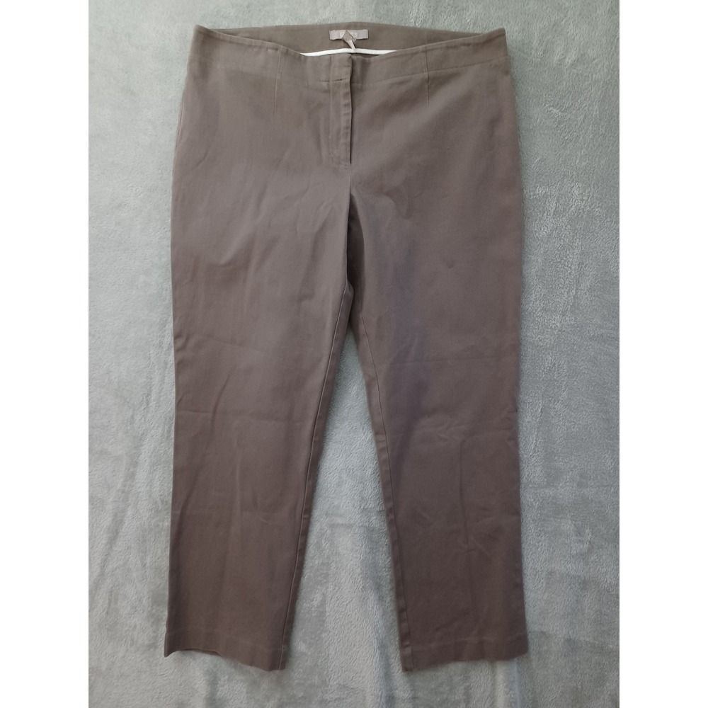 Chicos Pants Sz 3 / 16 Short Tan Stretch Ankle Straight Slim Leg Office Casual